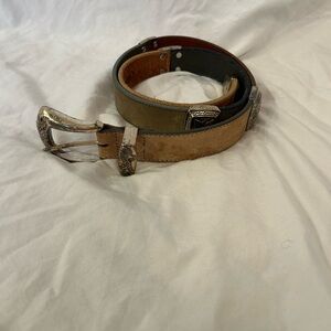 Brighton Women’s‎ Leather Colorblock Silver Hardware Belt 38”